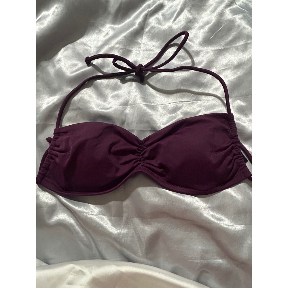 Victoria's Secret Purple Bandeau Bikini Top Ruched Halter Swim XS